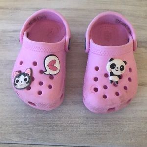 Toddler light pink crocs size 4C